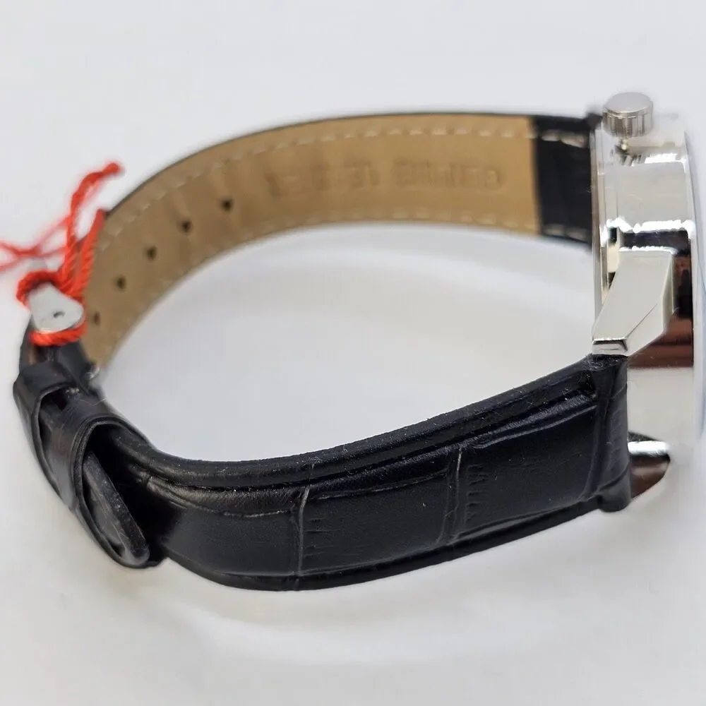 Benoss‎ Milan 38MM Men's Watch Black Dial Day Date Indicator Black Leather Bands